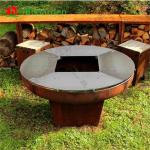 D800mm Portable Corten Steel Steel BBQ Grill Outdoor Weather Resistant for sale
