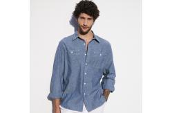 China Long Sleeve Chambray 100 Cotton Slim Fit Shirts Breathable For Four Seasons supplier