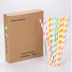 Disposable Food Product 20cm Paper Straw with Custom Printed Biodegradable Design for sale