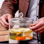 Borosilicate Heat Resistant 1500ml Saucepan Glass Cooking Pot