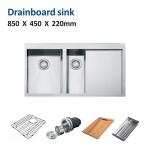 28 Inch Drainboard Kitchen Sink Topmount Double Bowl 16 Gauge 85x45 for sale