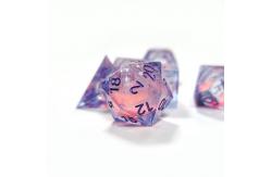 China Pink Liquid Flowing Sand Resin Polyhedral Dice Multi - Noodle Tablet Game Dice Set supplier