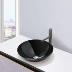 420mm Tempered Glass Sink Black Bathroom Countertop Wash Basins for sale