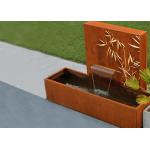 Square Rust Corten Steel Water Feature With LED Lights Customized Sizes for sale