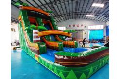 China 0.55mm PVC Inflatable Slide With Pool Jumping Bounce House supplier