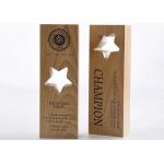 Wooden Custom Trophy Cup Engraving / Lasing Logo Star Design Awards For Staff for sale