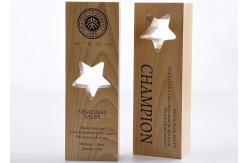 China Wooden Custom Trophy Cup Engraving / Lasing Logo Star Design Awards For Staff supplier