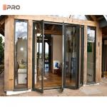 APRO Commercial Aluminum Sliding Folding Glass Door Bi - Fold Garage Door for sale