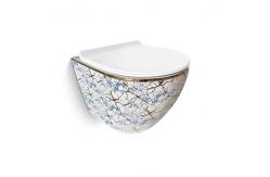 China White Floral Pattern Sanitary Ware Ceramic Wc Toilet Wall Hung supplier