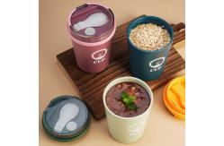 China Microwave Heating Oatmeal Breakfast Cup Airtight Plastic Porridge Cup With Spoon supplier