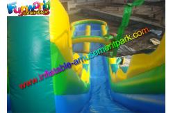 China Customized Waterproof Outdoor Inflatable Water Slides With Pool in Green Blue Yellow supplier