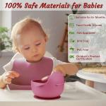Washable girls Silicone Dinnerware Set Pink Bib Reusable Tasteless for sale