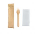 Wooden Biodegradable Eco Friendly Disposable Forks With Napkin 160mm for sale