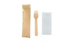 China Wooden Biodegradable Eco Friendly Disposable Forks With Napkin 160mm supplier