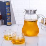 Pyrex Clear Glass Water Pitcher With SS Infuser Lid Gourd Shaped Heat Resistant