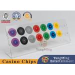 Casino Transparent Chip Rack 16 Round Texas Hold'Em Chips Coins Acrylic Display Rack for sale