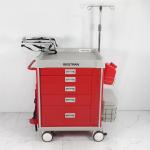 Multiple Drawers Red First Aid Trolley Comprehensive Medical Equipment Storage for sale