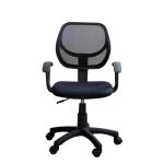 Black Fabric Ergonomic Home Office Computer Chair With Mesh Back / Wheels