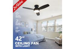 China 42 Inch Black Flushed Mounted Bedroom Samrt Home Ceiling Fan With Lights supplier