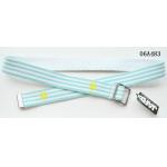 Turquoise Blue Kids Web Belt Mixed Polyester Stripes / Old Silver Buckle Available for sale