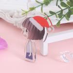 Customized Cartoon Character Acrylic Keychain with Metal Ring Silk Screen Printed