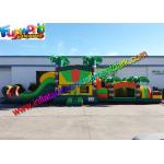 Inflatable Sport Obstacle Course Bouncer Dual Lane Module Tropical With Tree for sale
