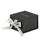 Custom Logo UV Coating Cardboard Flip Ring Earring Packaging Box with Ribbon Design