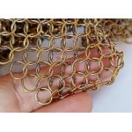 0.8x7mm Stainless Steel Metal Ring Mesh Curtains Gold Color Used For Space Divider for sale
