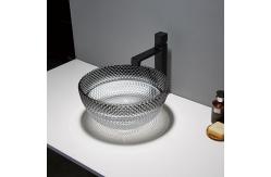 China Round Countertop Vanity Sinks Vessel Bathroom Gradient Black Modern 160mm supplier