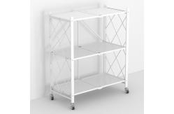 China 3 Shelf Foldable Laundry Steel Shelf Rack With Wheels supplier