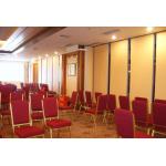 Hard Cover Leather Surface Wood Operable Partition Walls Aluminium Track Wheel Hanging System for sale