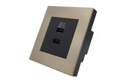 China PC Metal USB Charger Socket 86mm Double Wall Socket With Usb supplier