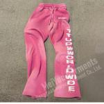Anti Wrinkle Streetwear Sweatpants Wide Leg Flared Baggy Sweatpants Stacked Acid Washed for sale