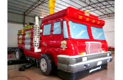 China Customized Funny Firetruck Bounce House Inflatable Jumping House For Kids supplier