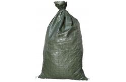China Woven Polypropylene PP Sand Bag Green Hemmed Top With Tie supplier