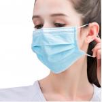 Blue Disposable Face Mask 3 Layer Filtration Non Woven With Elastic Ear Loop for sale