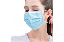 China Blue Disposable Face Mask 3 Layer Filtration Non Woven With Elastic Ear Loop supplier