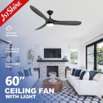 LED Ceiling Fan with Light 1stshine Indoor Black Solid Wood DC Quiet Motor Remote for sale