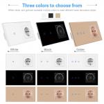 EU Standard Wall Mounted Switch Socket Combo with Tempered Glass Panel