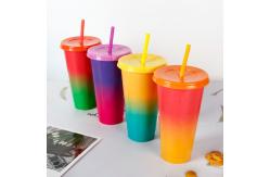 China 710ml PP Plastic Disposable Plastic Juice Cup With Lid And Straw supplier