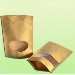 Brown Custom Paper Bags With Clear Window For Herbal Chips Packaging for sale