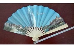 China 26.5cm promotional hand fan with bamboo ribs and double-side printed fabric supplier