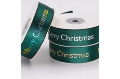 China Custom Patterned Hot Stamp Ribbon , Smooth Surface Green Satin Ribbon supplier