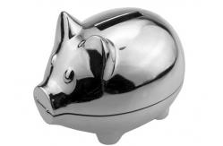 China Laser Engraving Metal Houseware Zinc Alloy Silver Plated Mini Coin Bank supplier