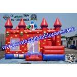Red Castle Inflatable Moonwalk / Inflatable Bouncer With Slide For Toddler