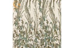 China Green 3D Beaded With Applique Embroidey Lace Fabric For Home Textile supplier