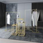 Gold Metal Display Fixture Clothing Modern Clothes Hanging Display Rack Stand for sale