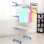 Balcony 3 Tier Folding Clothes Hanger Rack Stainless Steel Multifunctional
