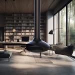 Black Hanging Wood Burning Fireplace Modern Elegant Design for sale