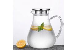 China Clear Tempered Glass Water Pitcher Iced Tea Carafe With Stainless Steel Lid supplier